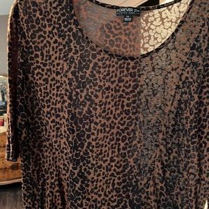 Forever 21 animal print, sheer top one X